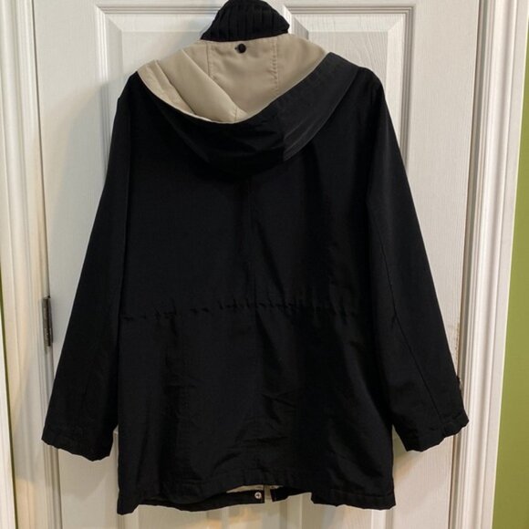 Liz Claiborne Spring All Weather Mid Length Coat Jacket Zip Removable Hood Large - Picture 4 of 9